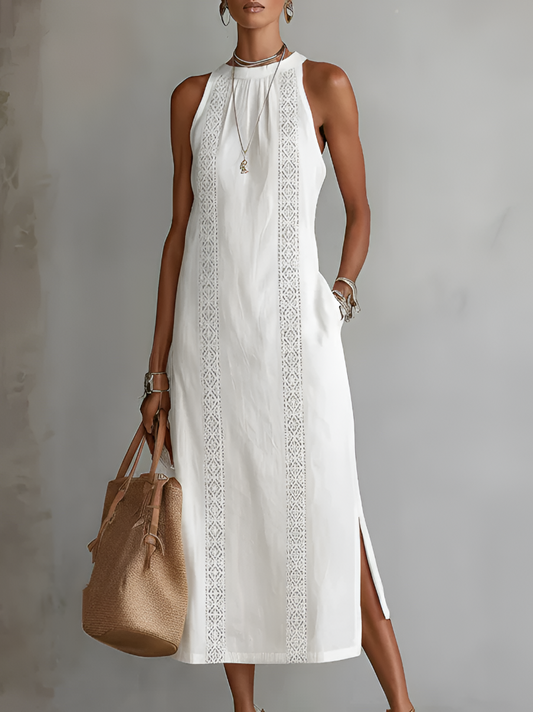 JIMENA | VESTIDO MIDI CON CUELLO MAO