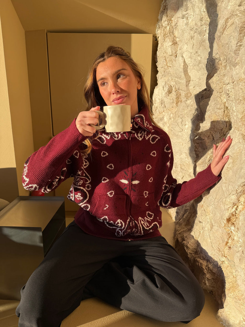 LETICIA | CARDIGÁN CON CREMALLERA DE ESTAMPADO PAISLEY