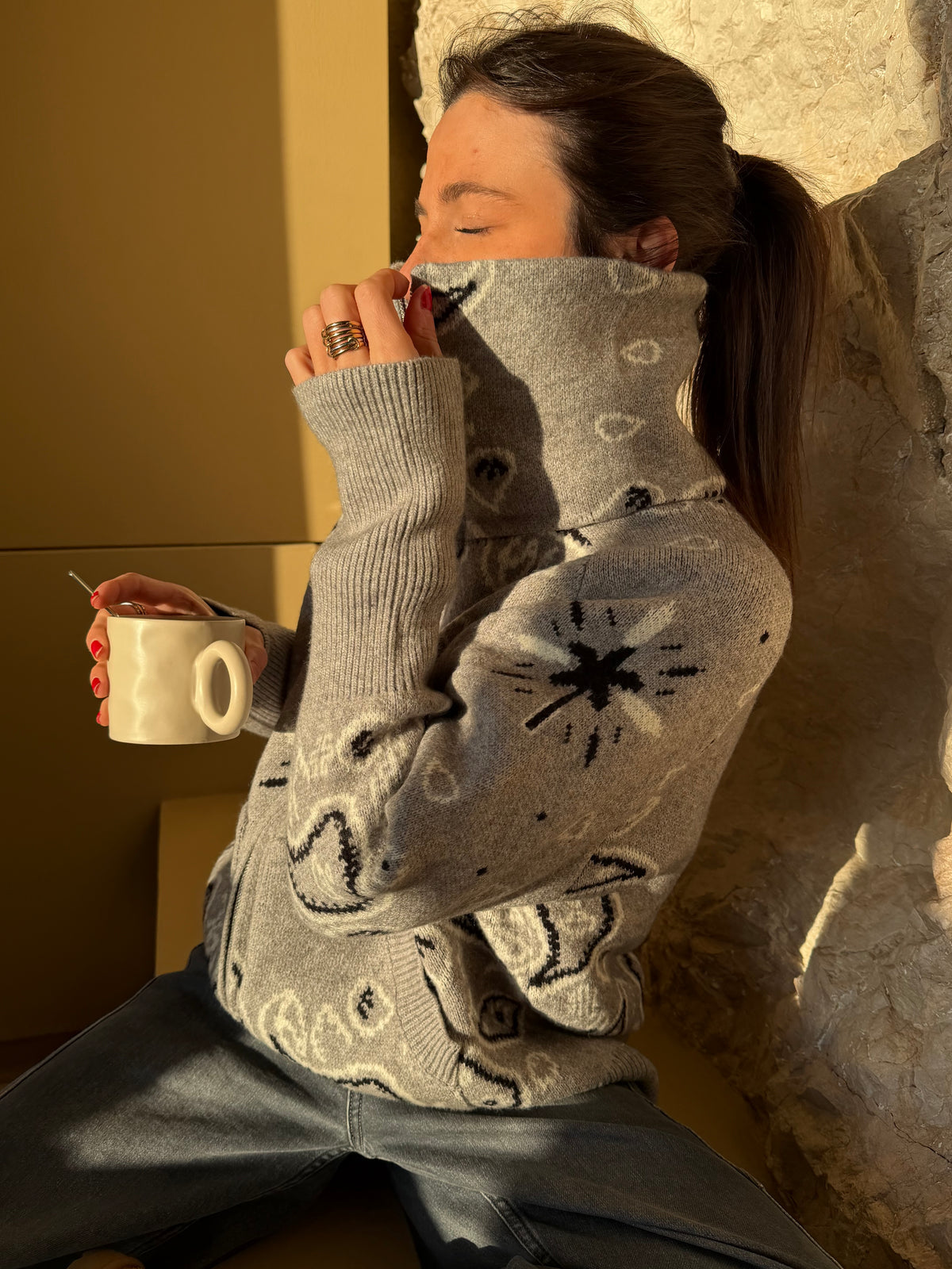 JESICA | CARDIGÁN CON CREMALLERA DE ESTAMPADO PAISLEY