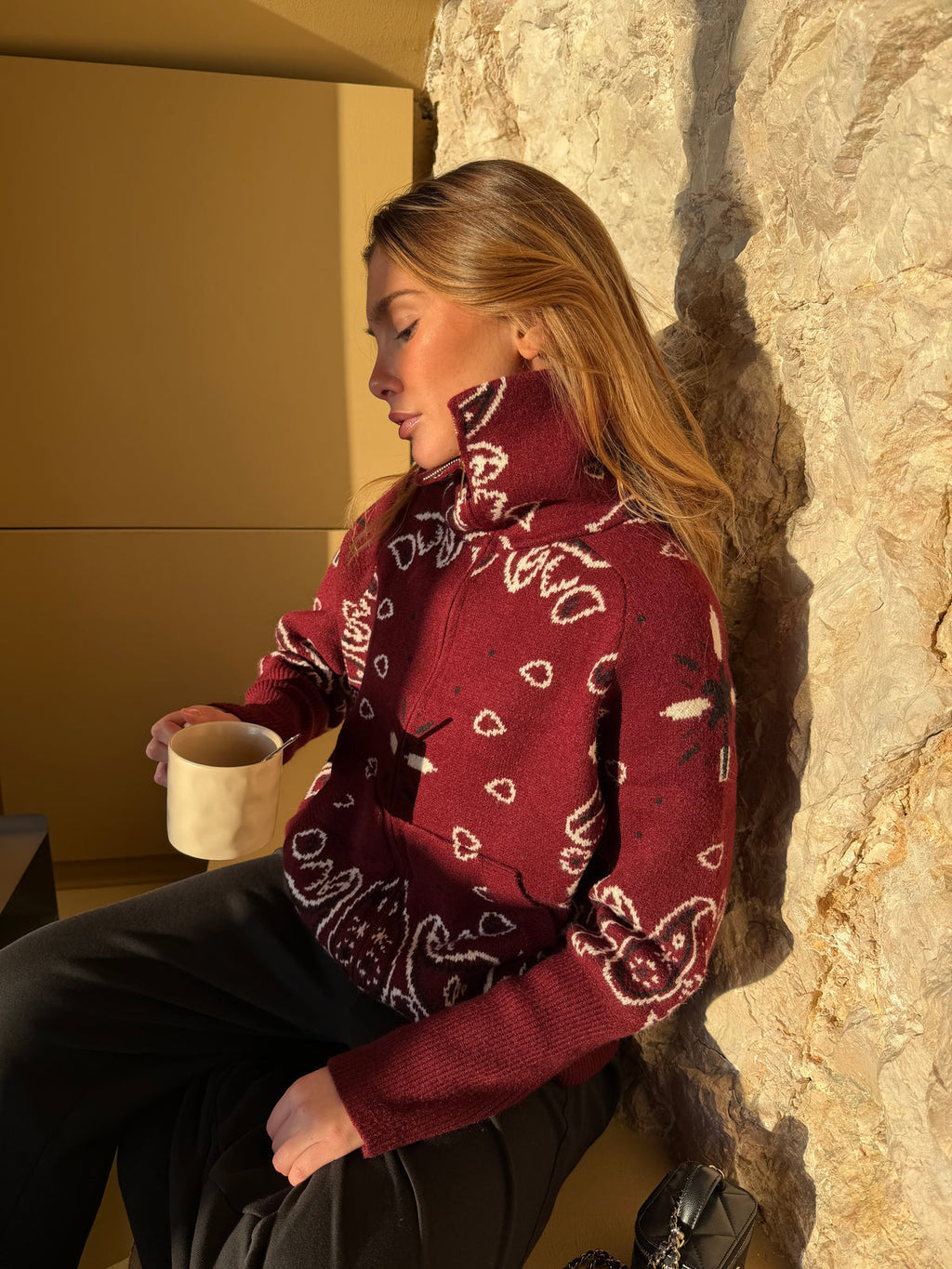 LETICIA | CARDIGÁN CON CREMALLERA DE ESTAMPADO PAISLEY