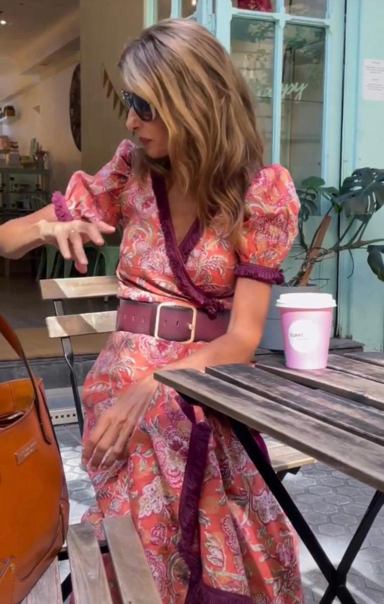 ANA | VESTIDO ELEGANTE LARGO ROSA CON MANGAS CORTAS