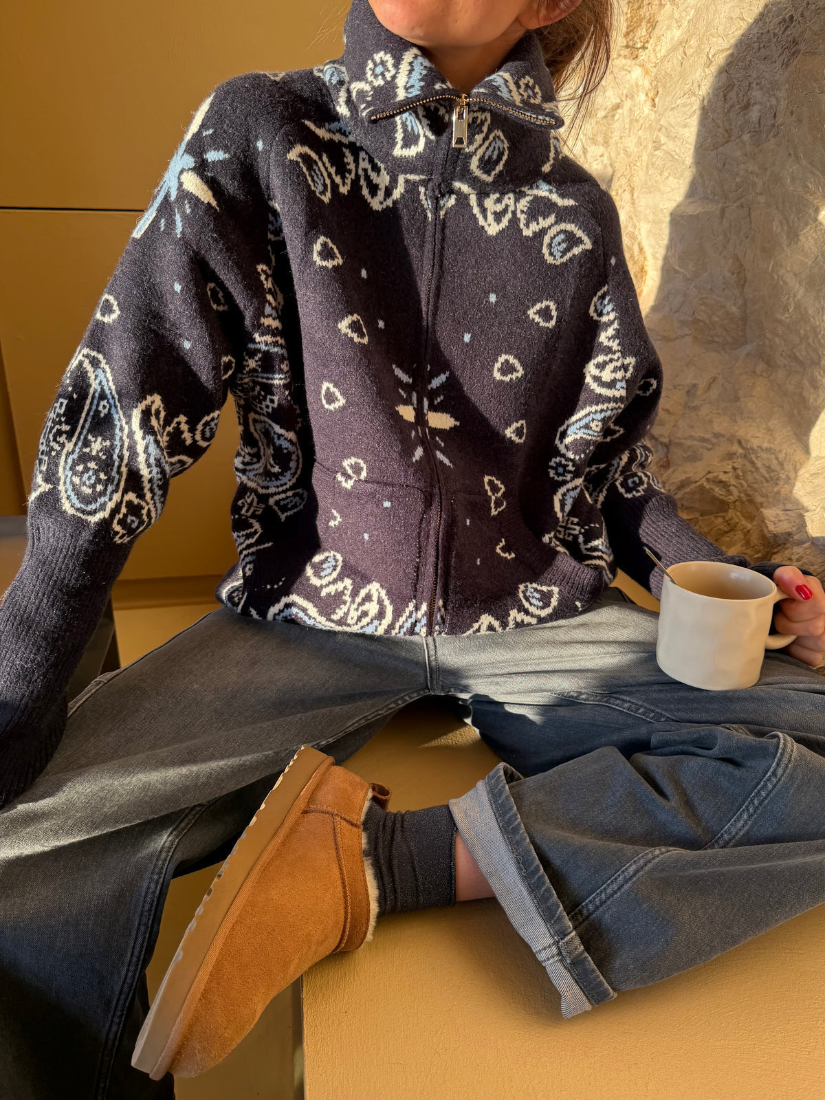 MÓNICA | CARDIGÁN CON CREMALLERA DE ESTAMPADO PAISLEY