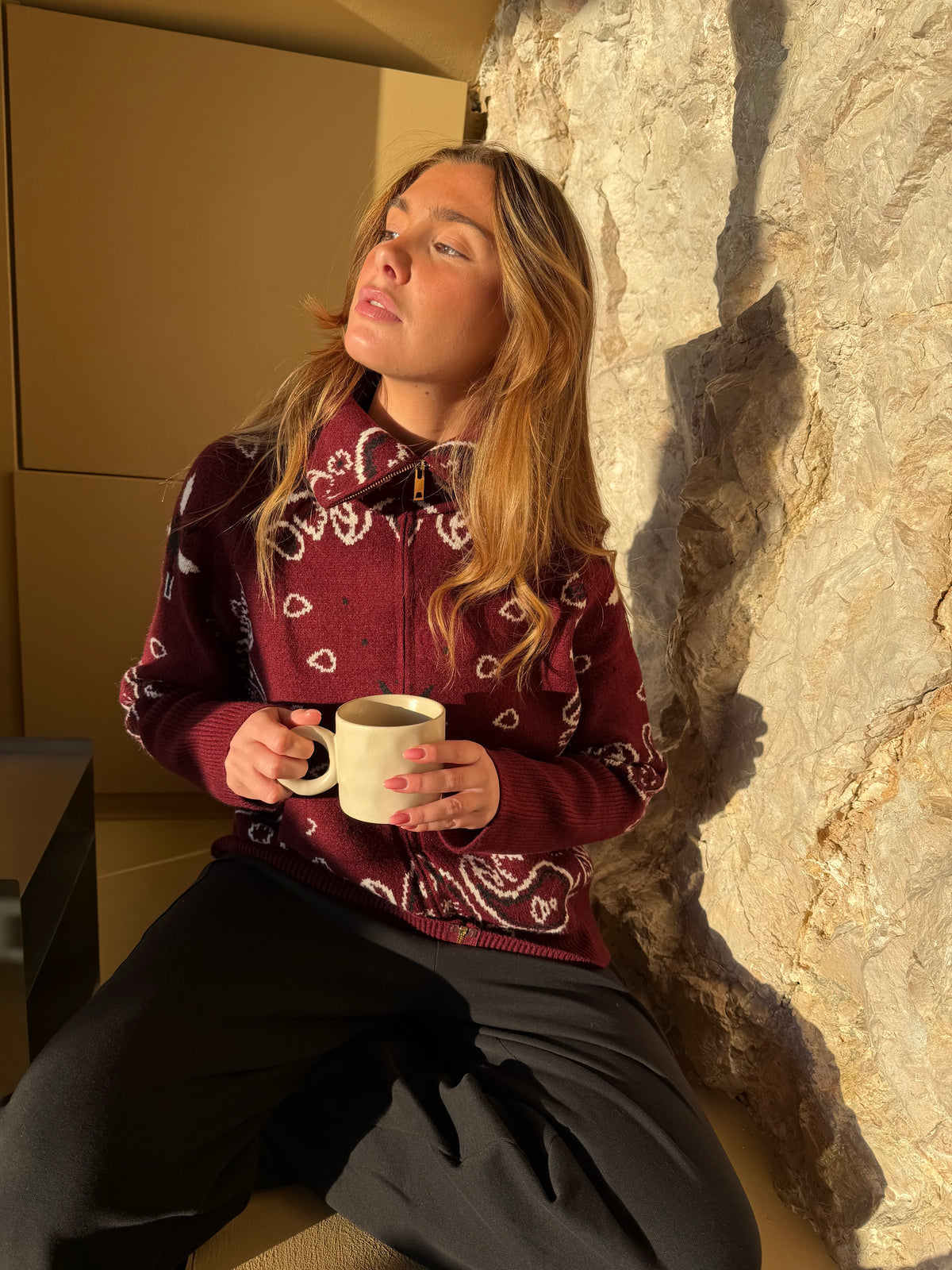 LETICIA | CARDIGÁN CON CREMALLERA DE ESTAMPADO PAISLEY
