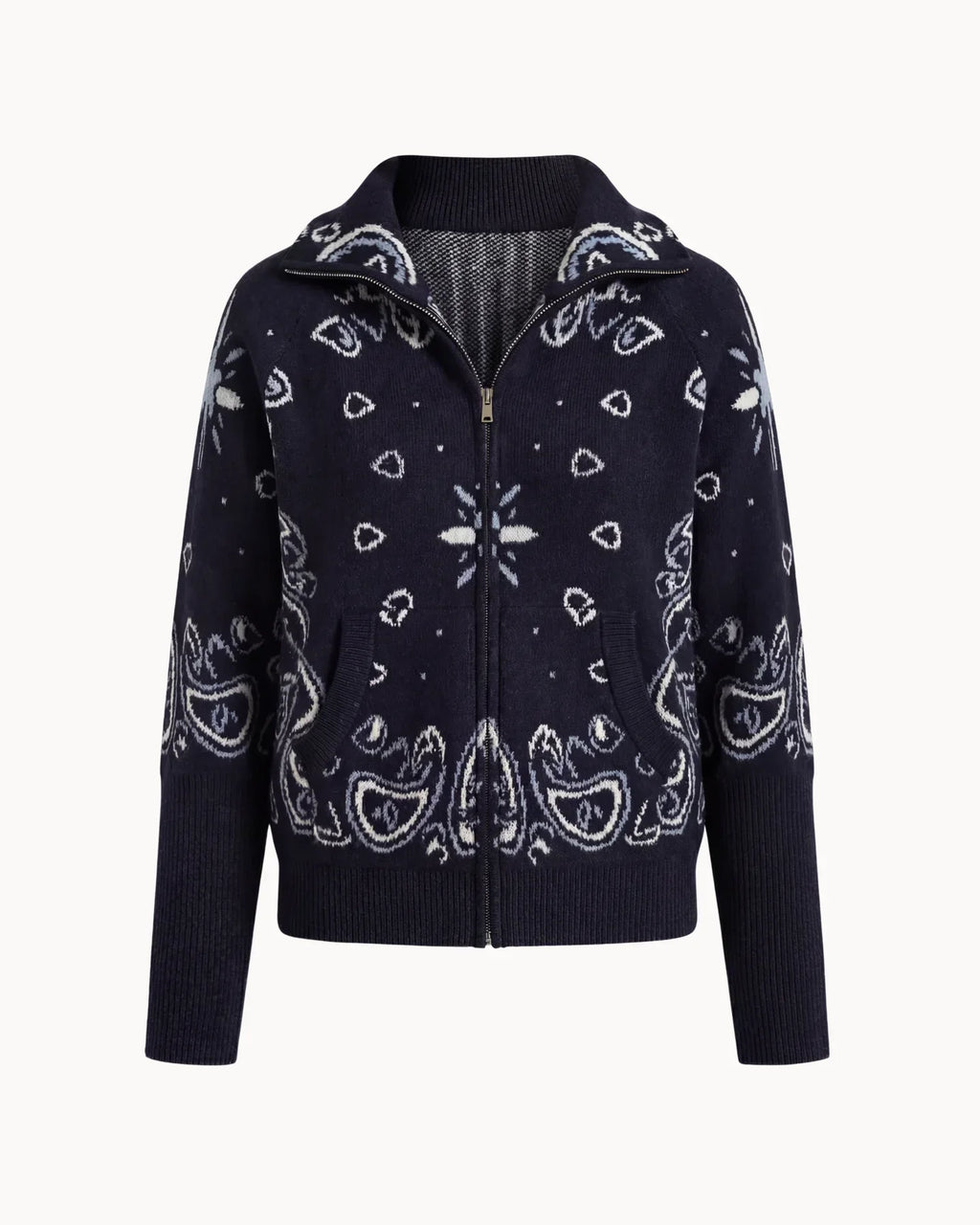MÓNICA | CARDIGÁN CON CREMALLERA DE ESTAMPADO PAISLEY