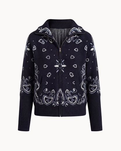 MÓNICA | CARDIGÁN CON CREMALLERA DE ESTAMPADO PAISLEY