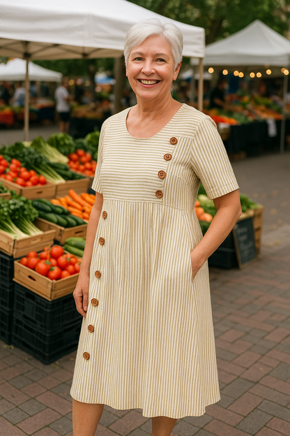 IRENE | VESTIDO MIDI A RAYAS: COMODIDAD SIN ESFUERZO, CONFIANZA PARA EL DÍA A DÍA