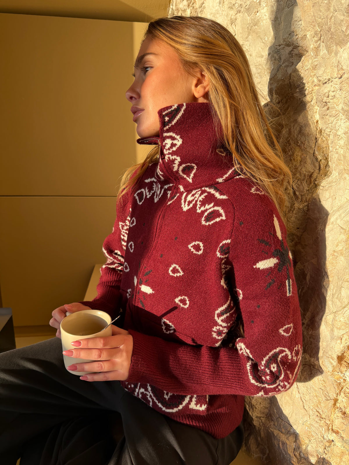 LETICIA | CARDIGÁN CON CREMALLERA DE ESTAMPADO PAISLEY