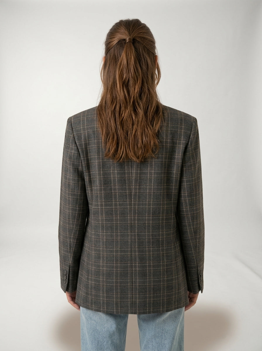 Blazer de Cuadros Gris