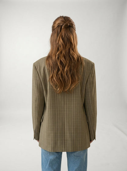 Blazer De Cuadros Beige