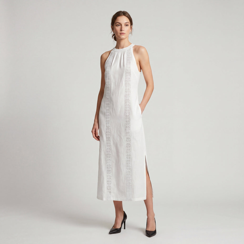 JIMENA | VESTIDO MIDI CON CUELLO MAO