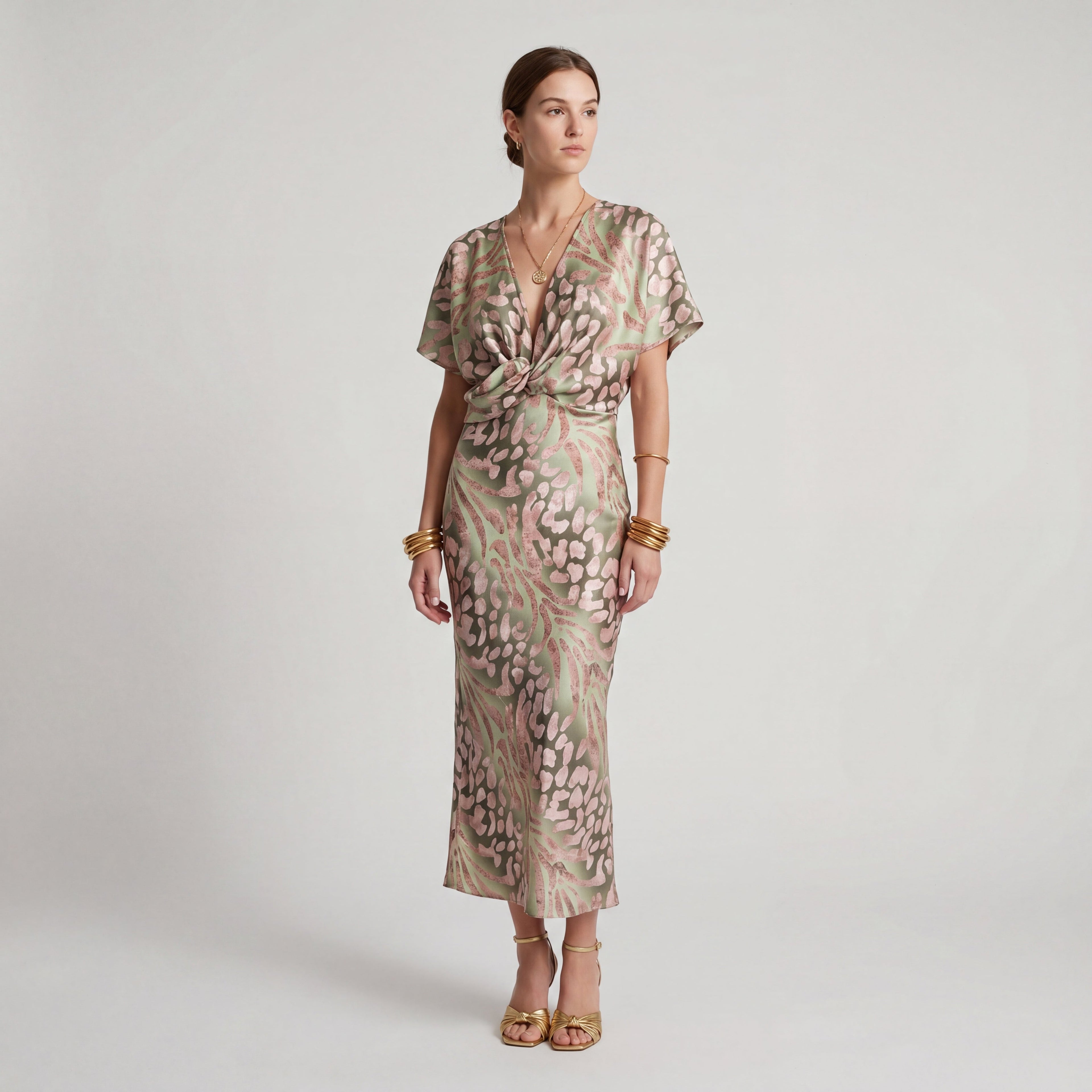 CASANDRA™ | VESTIDO MIDI TONO COBRE