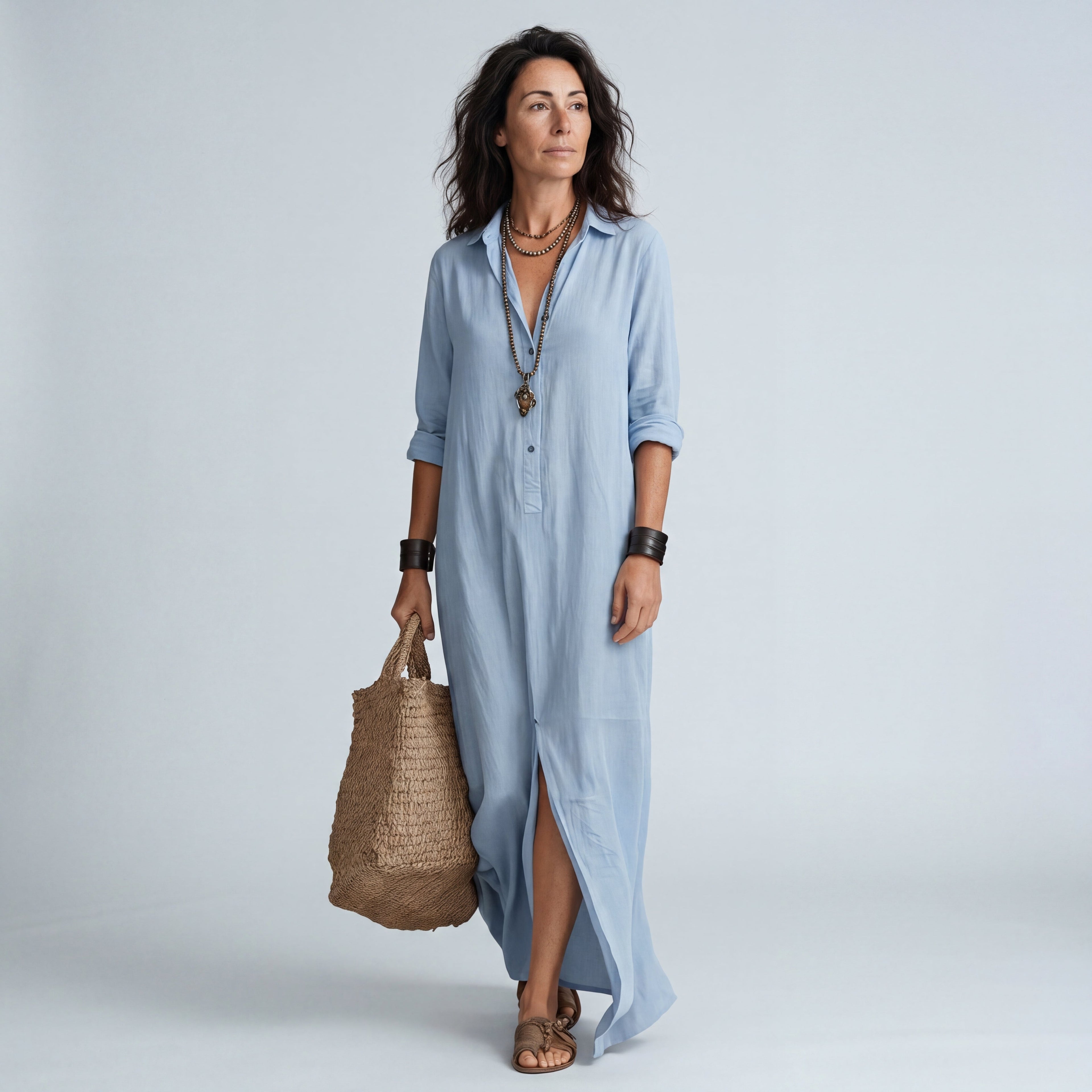 SOLE | VESTIDO LARGO Y HOLGADO CON BOTONES