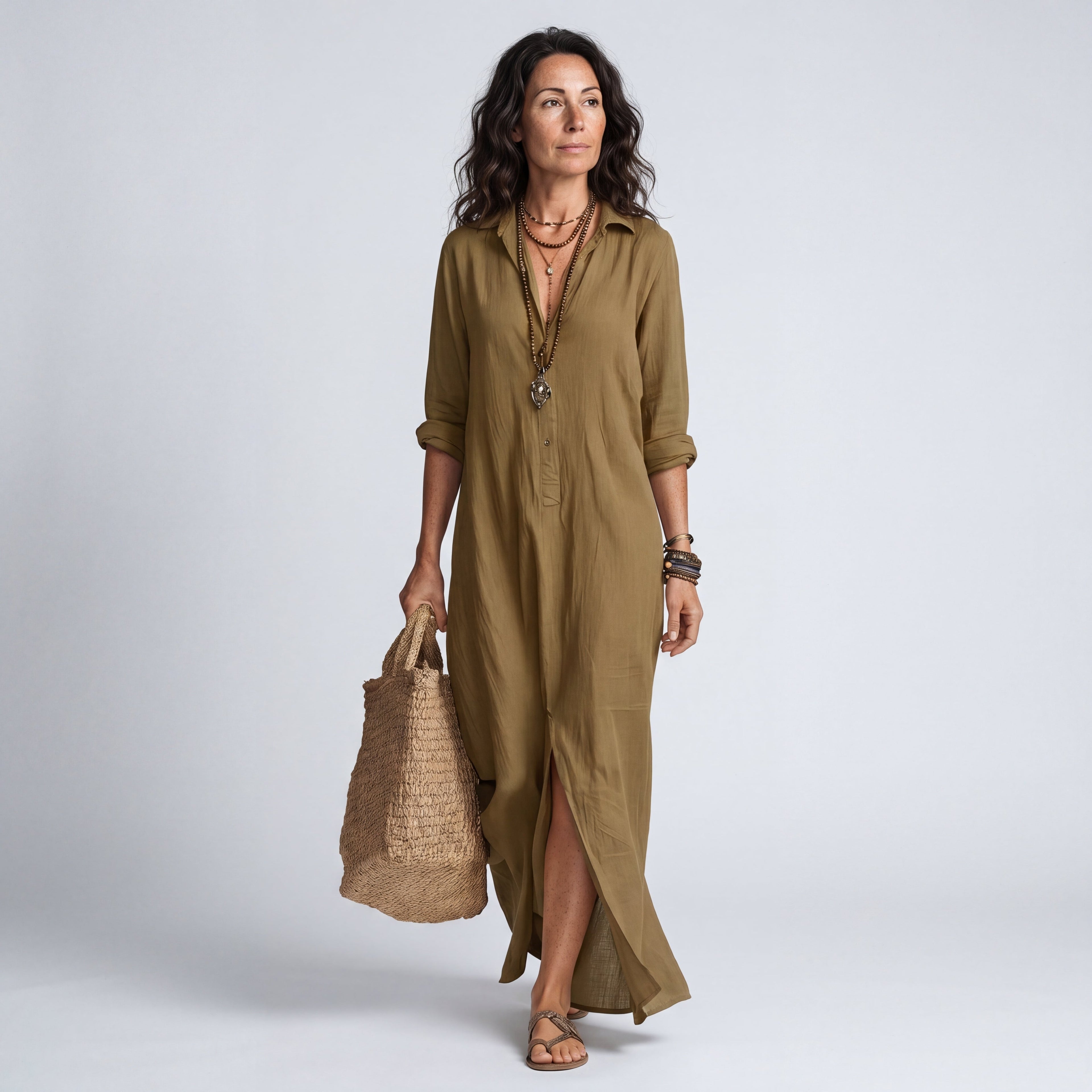 SOLE | VESTIDO LARGO Y HOLGADO CON BOTONES