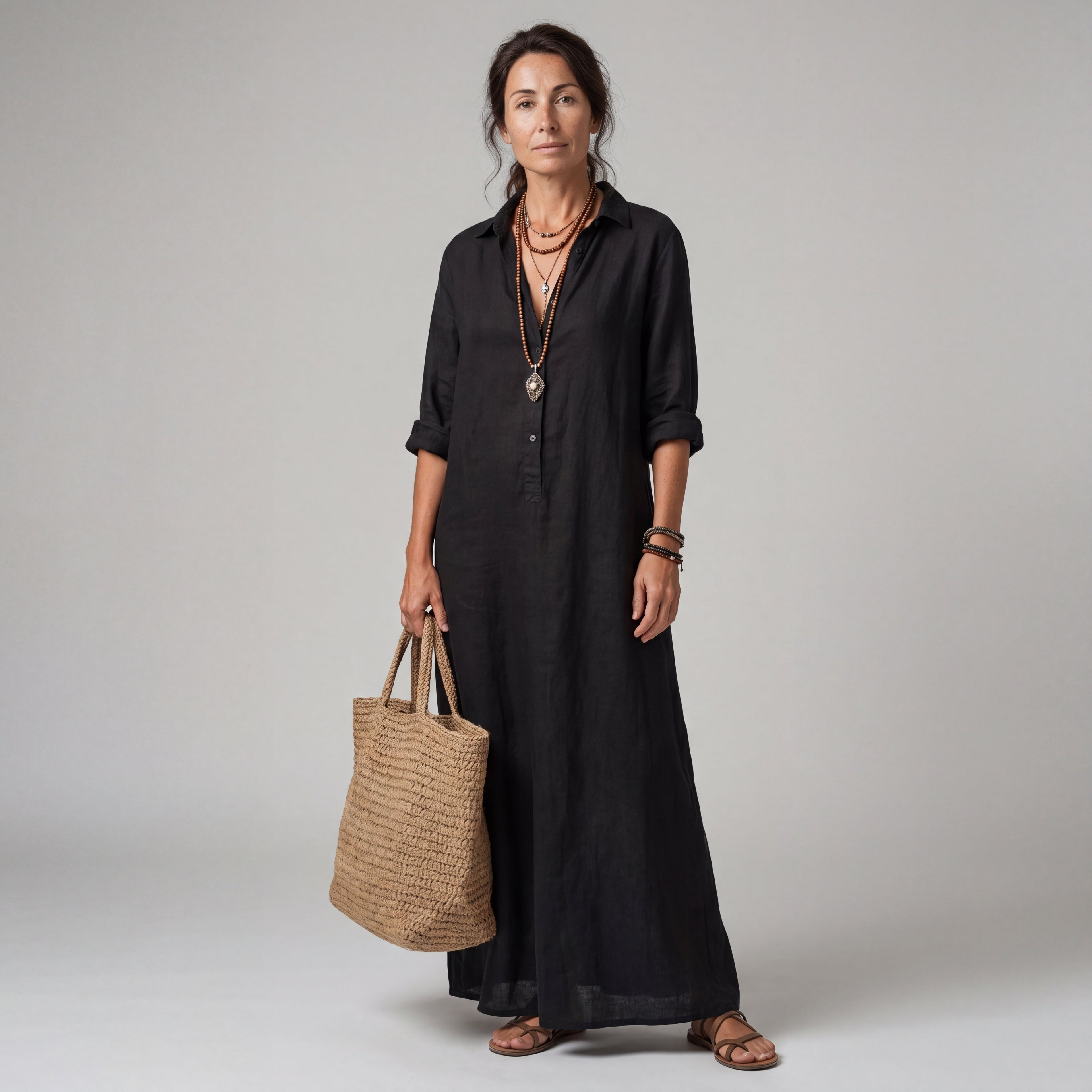 SOLE | VESTIDO LARGO Y HOLGADO CON BOTONES