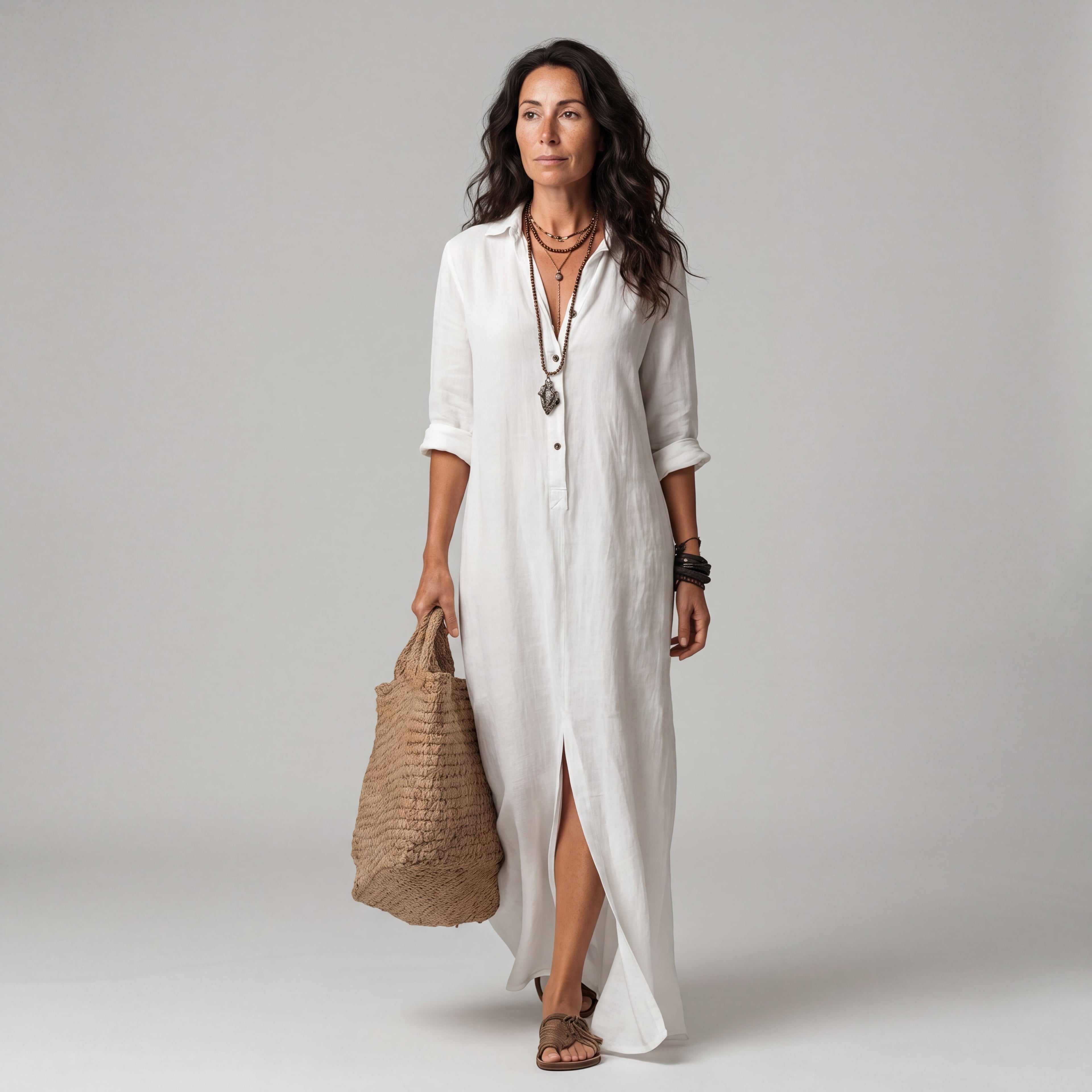 SOLE | VESTIDO LARGO Y HOLGADO CON BOTONES
