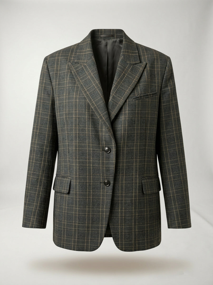 Blazer de Cuadros Gris