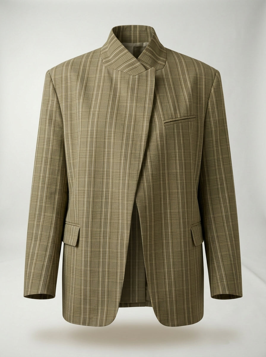 Blazer De Cuadros Beige