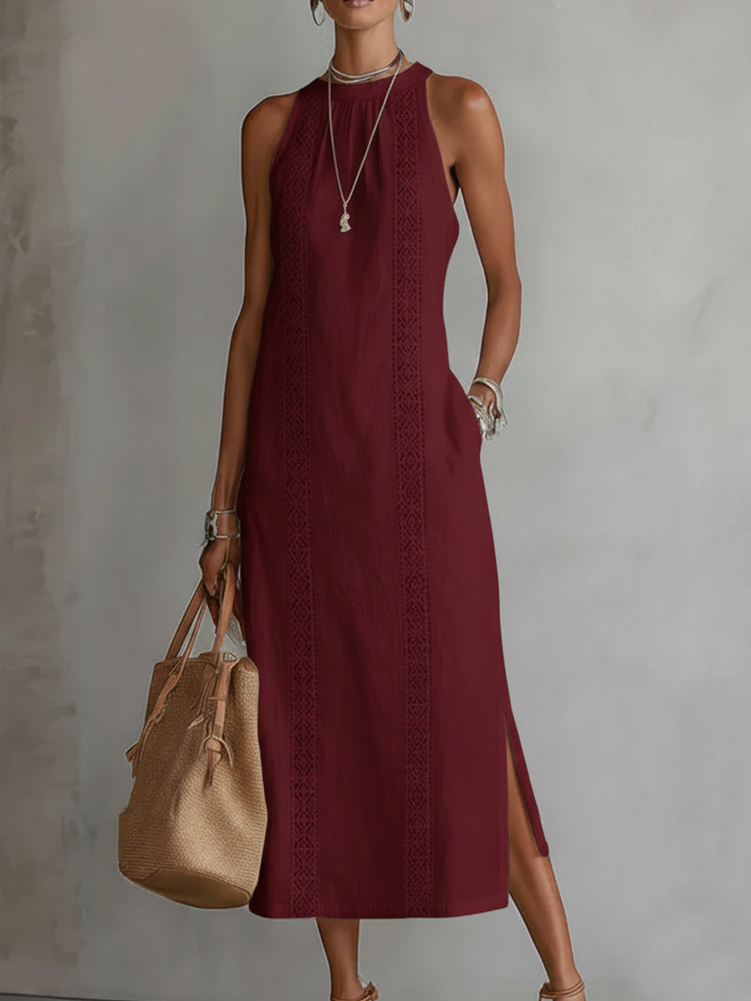 JIMENA | VESTIDO MIDI CON CUELLO MAO