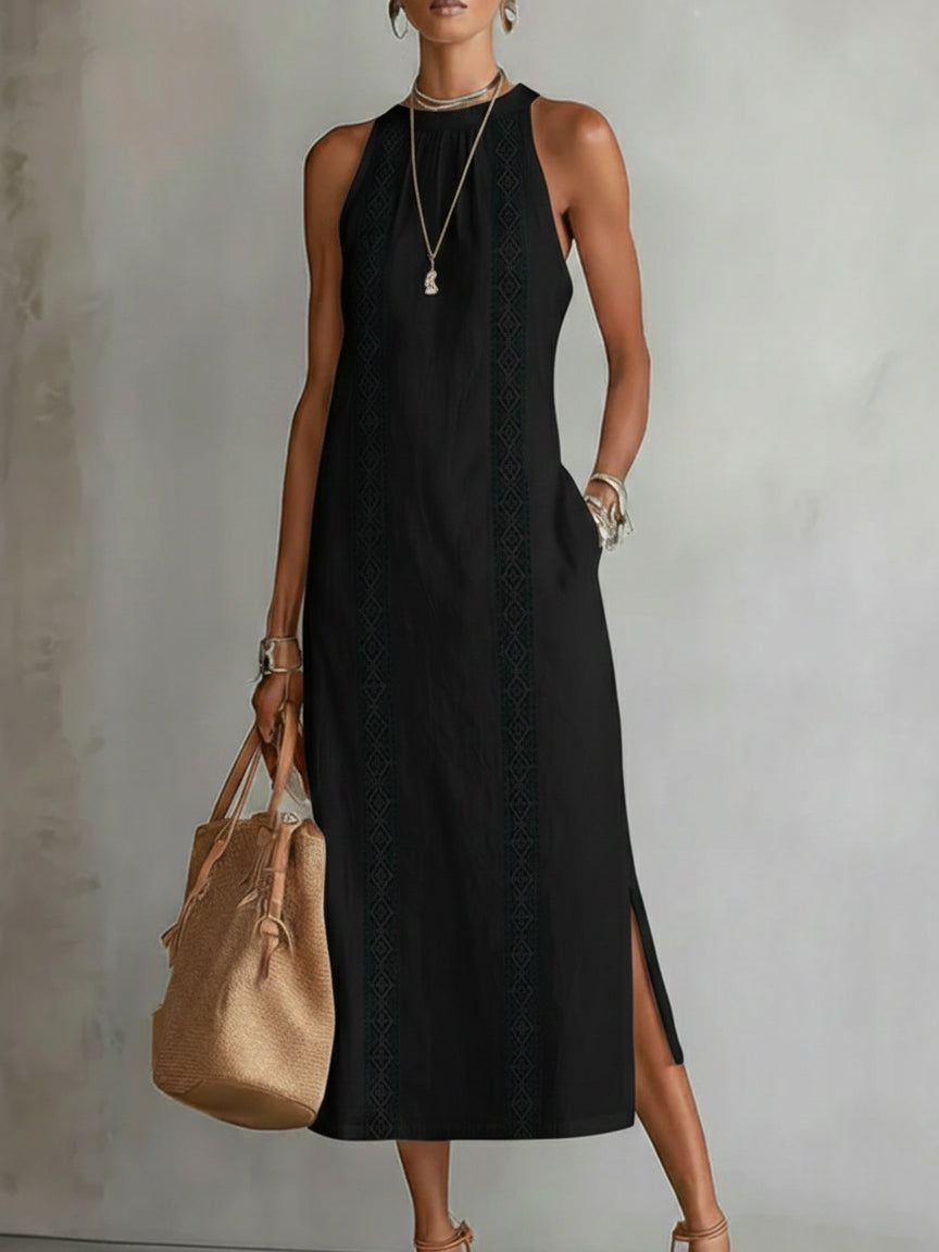 JIMENA | VESTIDO MIDI CON CUELLO MAO
