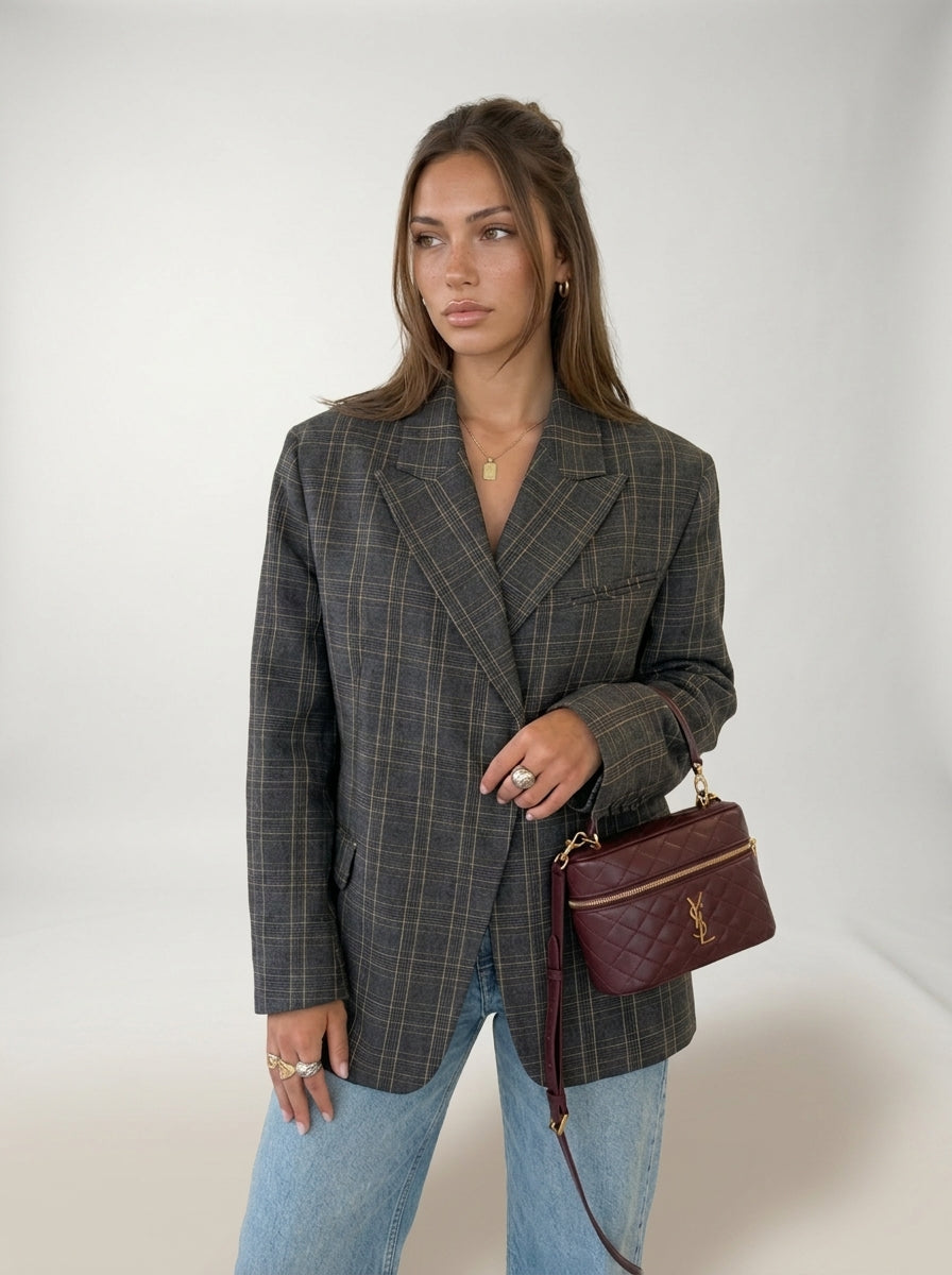 Blazer de Cuadros Gris